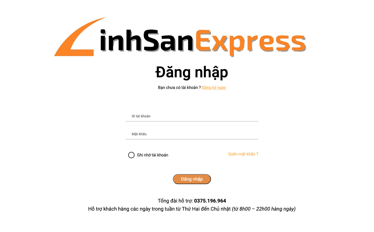 Đăng nhập tài khoản Linh San Express