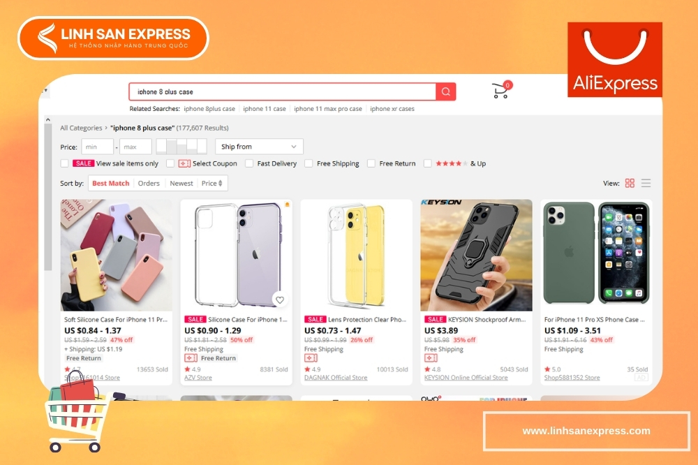 Tìm kiếm sản phẩm mua hàng trên Aliexpress