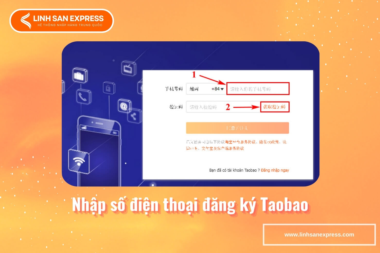 Nhập SĐT Taobao trên máy tính